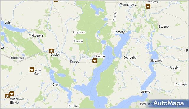 mapa Stacze gmina Kalinowo, Stacze gmina Kalinowo na mapie Targeo