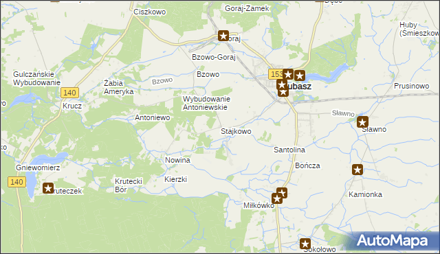 mapa Stajkowo gmina Lubasz, Stajkowo gmina Lubasz na mapie Targeo