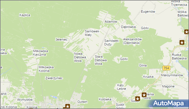 mapa Stara Dębowa Wola, Stara Dębowa Wola na mapie Targeo