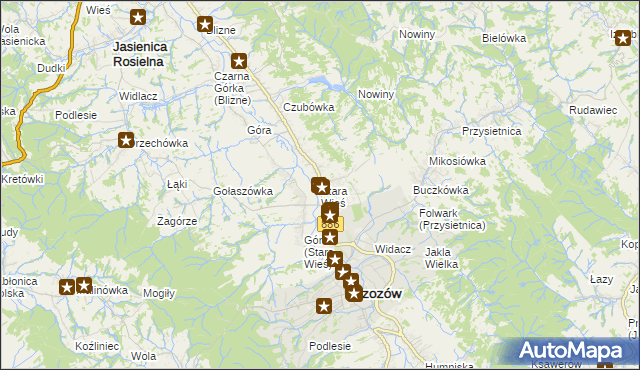 mapa Stara Wieś gmina Brzozów, Stara Wieś gmina Brzozów na mapie Targeo