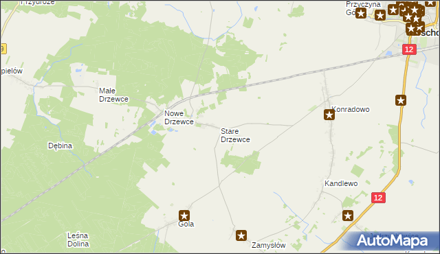 mapa Stare Drzewce, Stare Drzewce na mapie Targeo