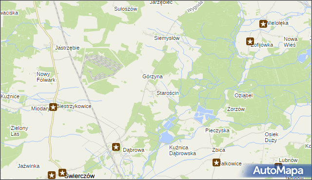 mapa Starościn gmina Świerczów, Starościn gmina Świerczów na mapie Targeo