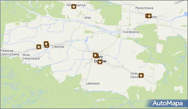 mapa Stary Dzików, Stary Dzików na mapie Targeo