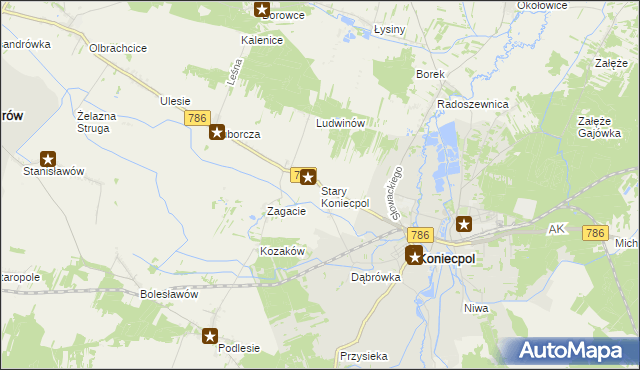 mapa Stary Koniecpol, Stary Koniecpol na mapie Targeo