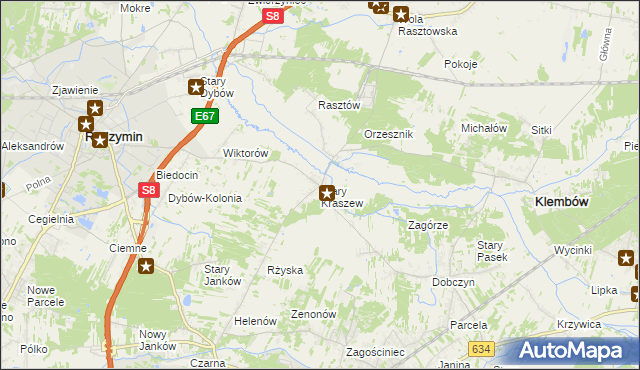 mapa Stary Kraszew, Stary Kraszew na mapie Targeo
