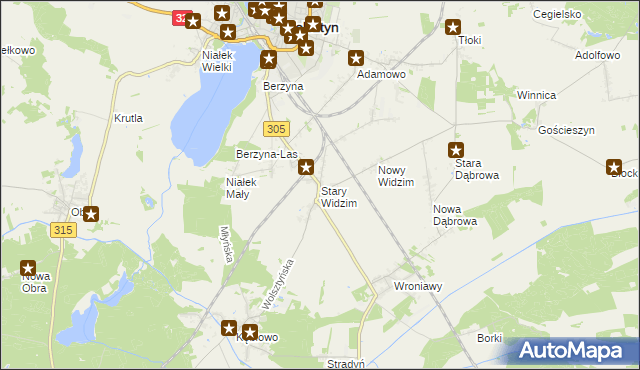 mapa Stary Widzim, Stary Widzim na mapie Targeo