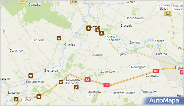 mapa Stawek gmina Spiczyn, Stawek gmina Spiczyn na mapie Targeo