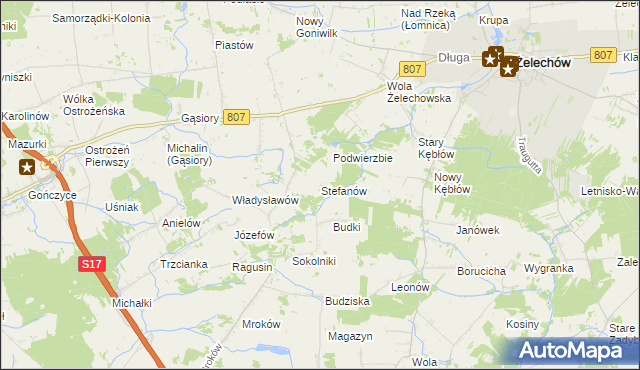 mapa Stefanów gmina Żelechów, Stefanów gmina Żelechów na mapie Targeo
