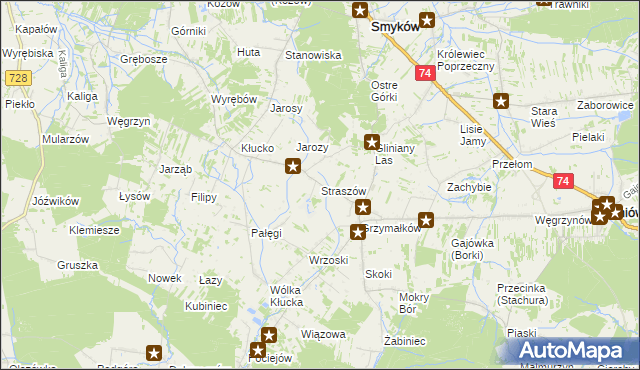mapa Straszów gmina Mniów, Straszów gmina Mniów na mapie Targeo
