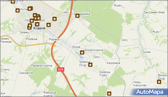 mapa Stróża-Kolonia, Stróża-Kolonia na mapie Targeo