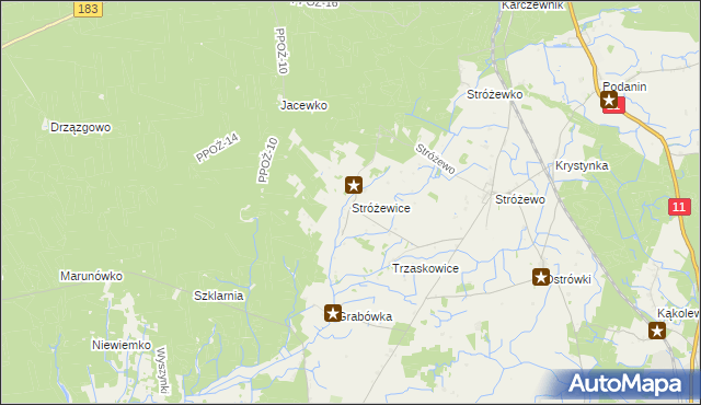 mapa Stróżewice, Stróżewice na mapie Targeo