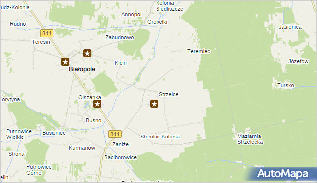 mapa Strzelce gmina Białopole, Strzelce gmina Białopole na mapie Targeo