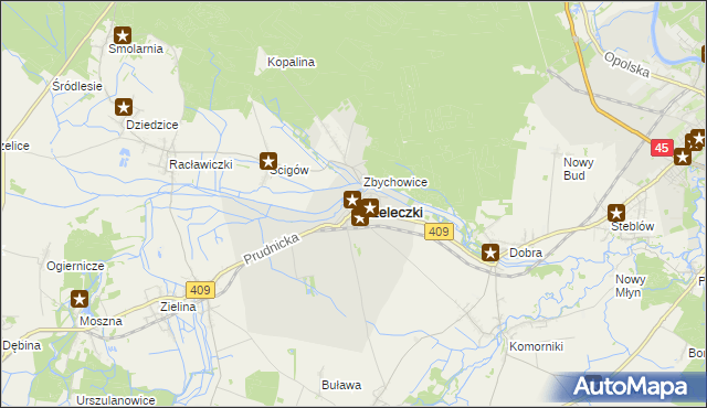 mapa Strzeleczki, Strzeleczki na mapie Targeo