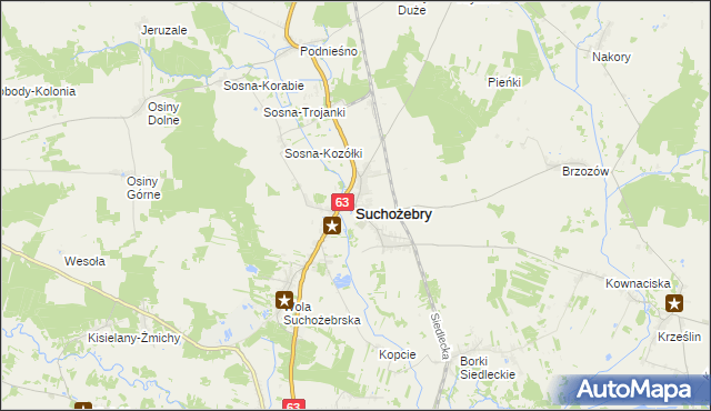 mapa Suchożebry, Suchożebry na mapie Targeo