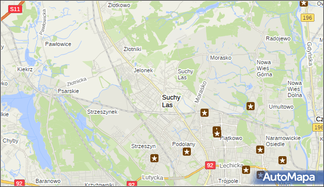 mapa Suchy Las powiat poznański, Suchy Las powiat poznański na mapie Targeo