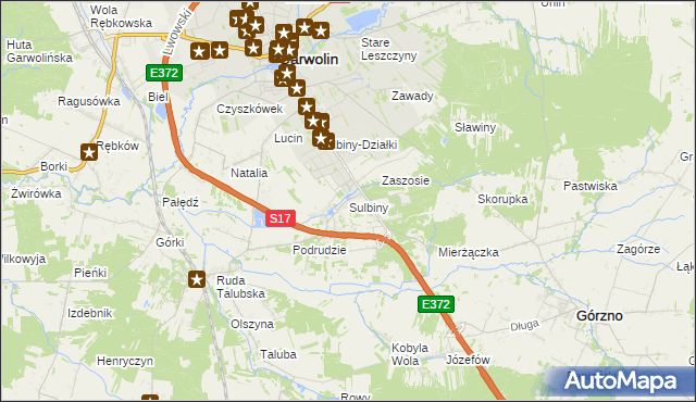 mapa Sulbiny, Sulbiny na mapie Targeo