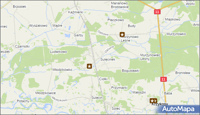 mapa Sulęcinek, Sulęcinek na mapie Targeo