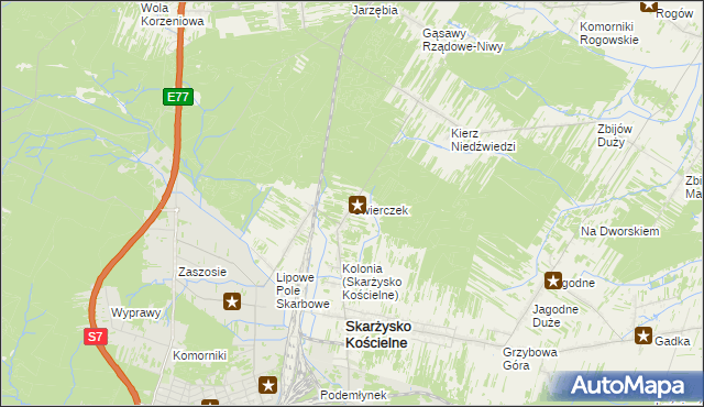 mapa Świerczek gmina Skarżysko Kościelne, Świerczek gmina Skarżysko Kościelne na mapie Targeo