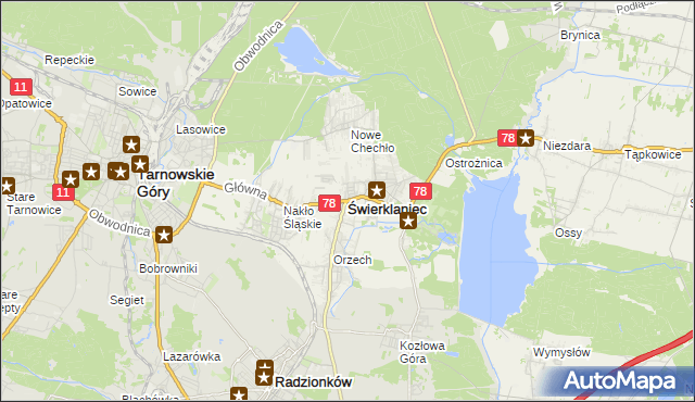 mapa Świerklaniec, Świerklaniec na mapie Targeo