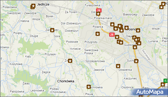 mapa Świerzowa Polska, Świerzowa Polska na mapie Targeo