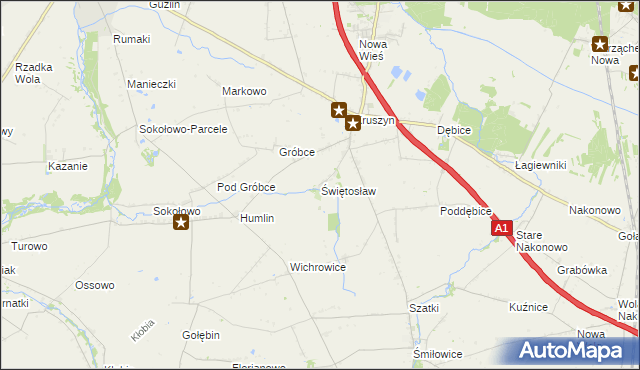 mapa Świętosław gmina Włocławek, Świętosław gmina Włocławek na mapie Targeo