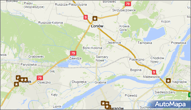mapa Świniary Nowe, Świniary Nowe na mapie Targeo