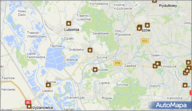 mapa Syrynia, Syrynia na mapie Targeo