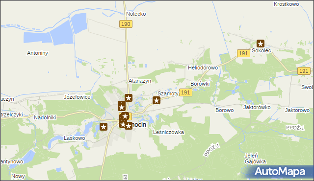 mapa Szamoty gmina Szamocin, Szamoty gmina Szamocin na mapie Targeo