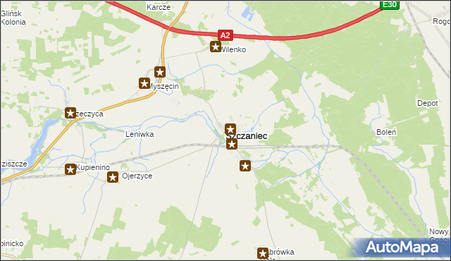 mapa Szczaniec, Szczaniec na mapie Targeo