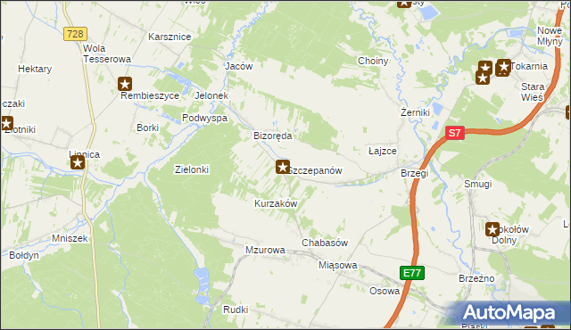 mapa Szczepanów gmina Sobków, Szczepanów gmina Sobków na mapie Targeo