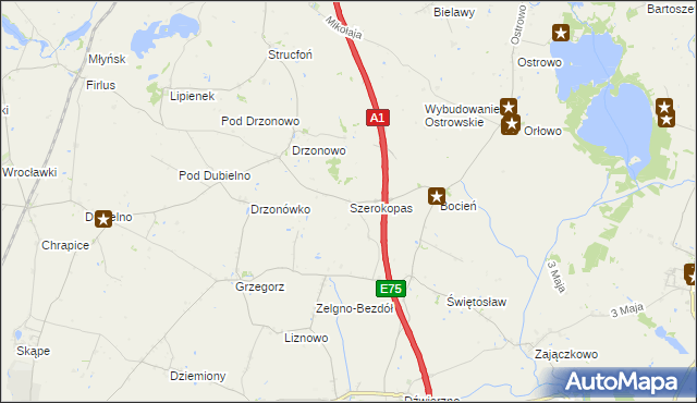 mapa Szerokopas, Szerokopas na mapie Targeo
