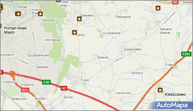 mapa Szewce gmina Kleszczewo, Szewce gmina Kleszczewo na mapie Targeo