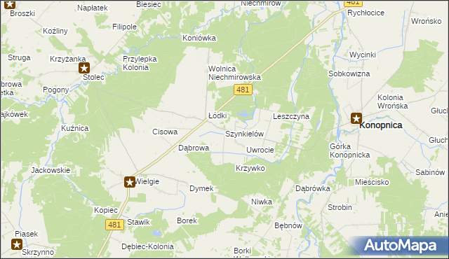 mapa Szynkielów, Szynkielów na mapie Targeo