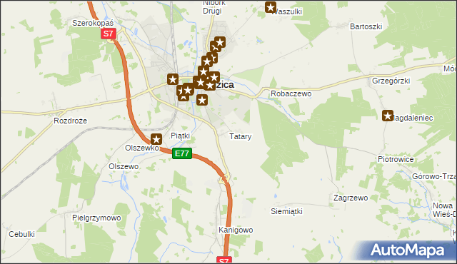 mapa Tatary gmina Nidzica, Tatary gmina Nidzica na mapie Targeo