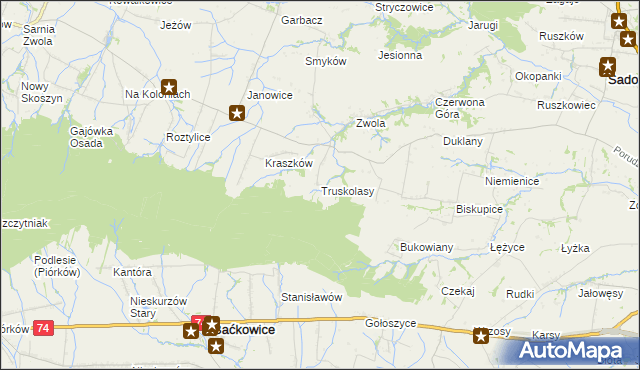 mapa Truskolasy gmina Sadowie, Truskolasy gmina Sadowie na mapie Targeo