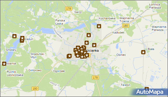 mapa Trzcianka powiat czarnkowsko-trzcianecki, Trzcianka powiat czarnkowsko-trzcianecki na mapie Targeo
