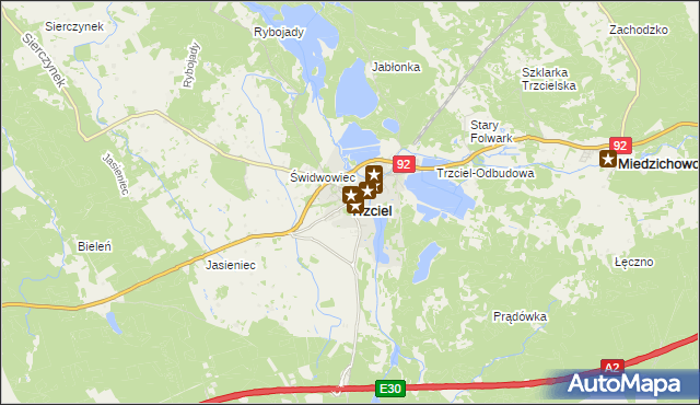 mapa Trzciel powiat międzyrzecki, Trzciel powiat międzyrzecki na mapie Targeo