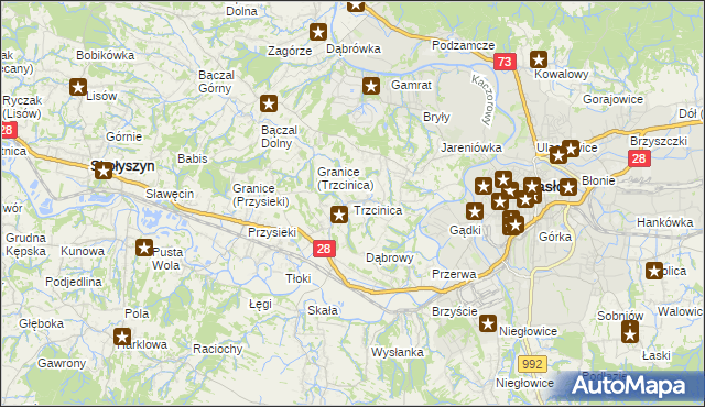 mapa Trzcinica gmina Jasło, Trzcinica gmina Jasło na mapie Targeo