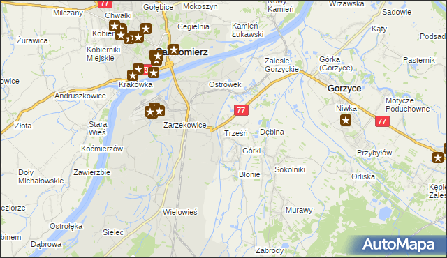 mapa Trześń gmina Gorzyce, Trześń gmina Gorzyce na mapie Targeo
