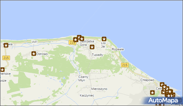 mapa Tupadły gmina Władysławowo, Tupadły gmina Władysławowo na mapie Targeo