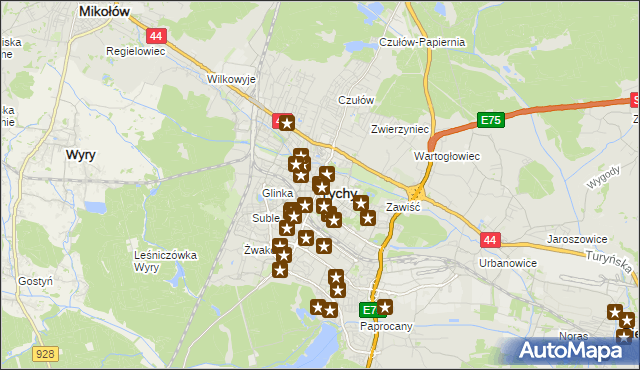 mapa Tychów, Tychy na mapie Targeo