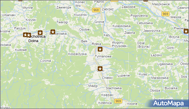 mapa Tylmanowa, Tylmanowa na mapie Targeo