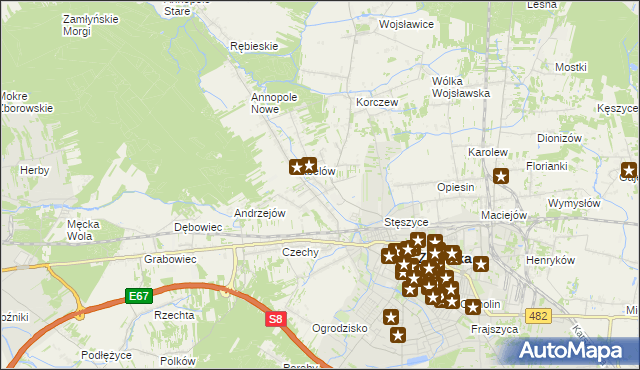 mapa Tymienice gmina Zduńska Wola, Tymienice gmina Zduńska Wola na mapie Targeo