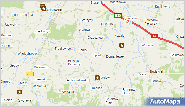 mapa Ujazd gmina Wartkowice, Ujazd gmina Wartkowice na mapie Targeo