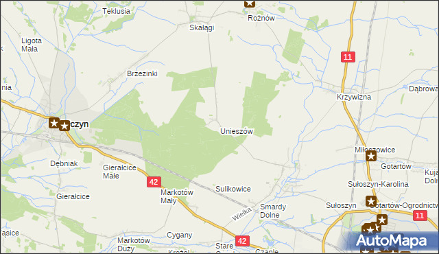 mapa Unieszów, Unieszów na mapie Targeo