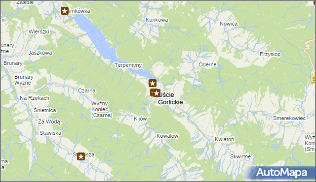 mapa Uście Gorlickie, Uście Gorlickie na mapie Targeo