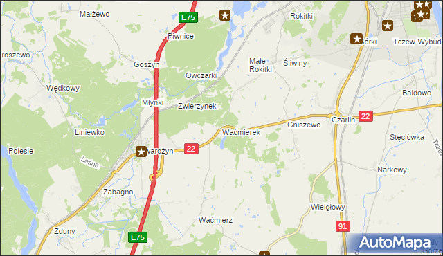 mapa Waćmierek, Waćmierek na mapie Targeo