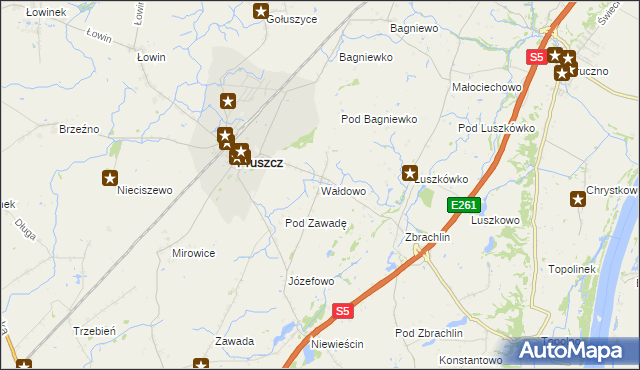 mapa Wałdowo gmina Pruszcz, Wałdowo gmina Pruszcz na mapie Targeo