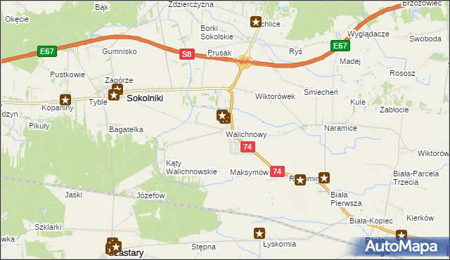 mapa Walichnowy, Walichnowy na mapie Targeo