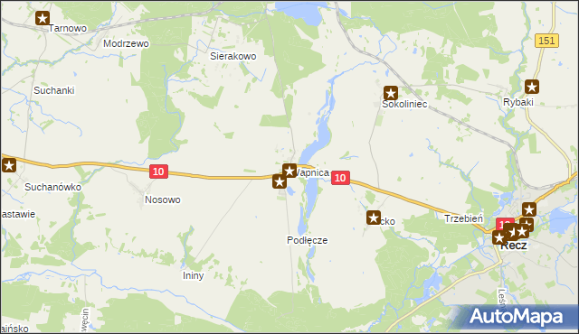mapa Wapnica gmina Suchań, Wapnica gmina Suchań na mapie Targeo